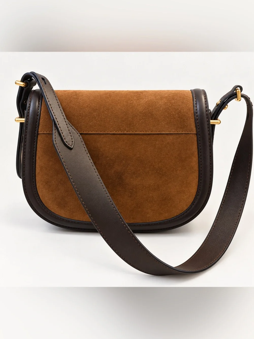 Polo by Ralph Lauren Chestnut Suede & Dark Brown Leather Saddle Crossbody